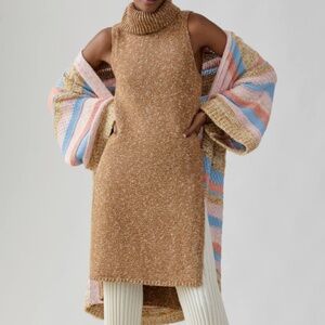 Anthropologie Flowy Maxi Knit Honey Sweater Tunic Top - Tan Women's XS